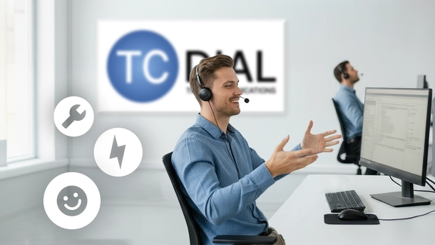 Ein Mann, der vor dem Computer sitzt, in einer Pose, die an das Erklären eines Problems erinnert.